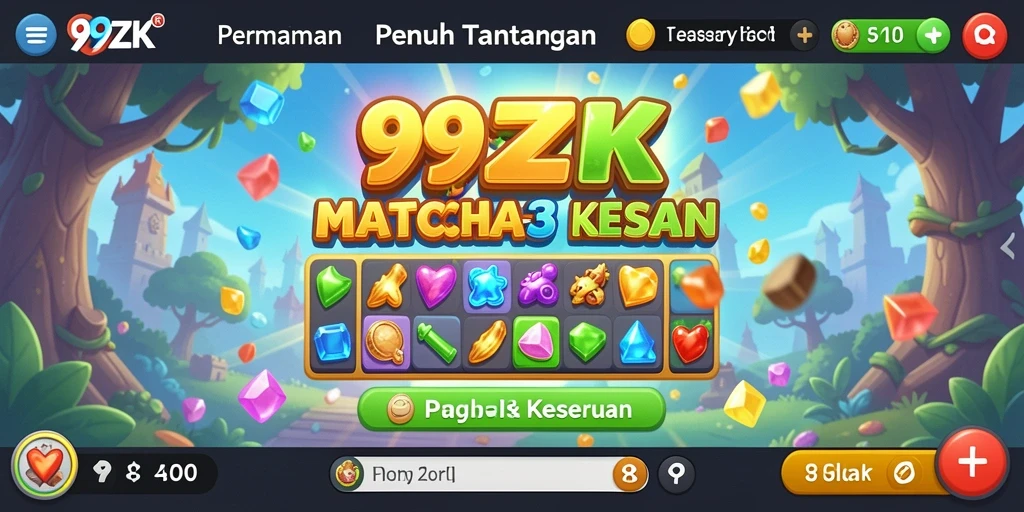 Tangkapan layar permainan 99ZK yang menampilkan suasana gameplay Match-3.