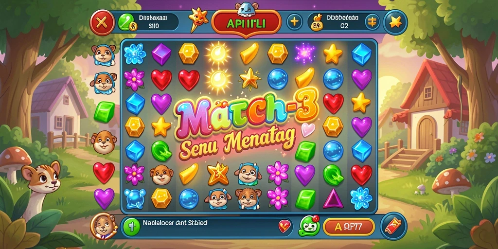 Screenshot gameplay API77 dengan elemen Match-3 yang menarik.