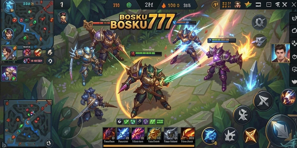 Tangkapan layar menunjukkan pertempuran intens dalam gameplay MOBA.