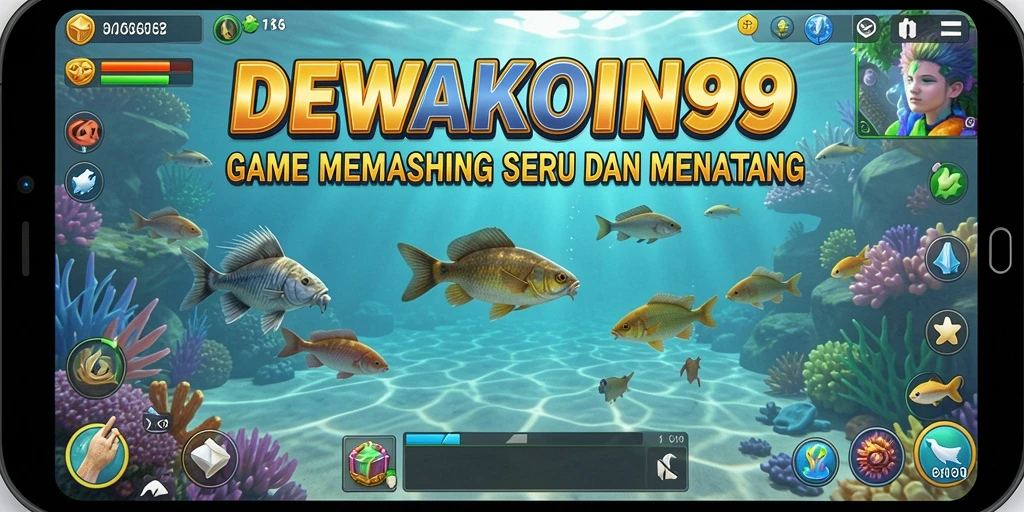 Screenshot gameplay DEWAKOIN99 menampilkan pengalaman memancing yang seru dan realistis.