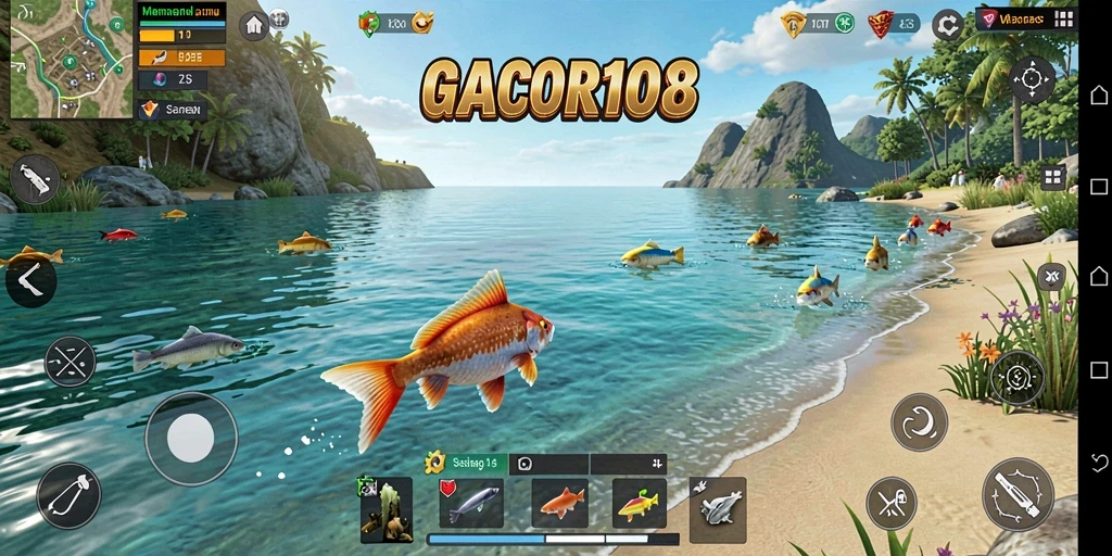 Tangkapan ikan besar di game GACOR108 yang penuh warna.