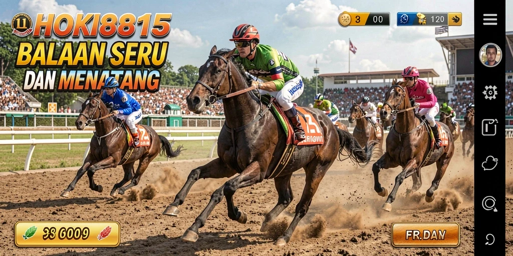 Screenshot gameplay HOKI8815 yang menampilkan aksi balapan yang seru.