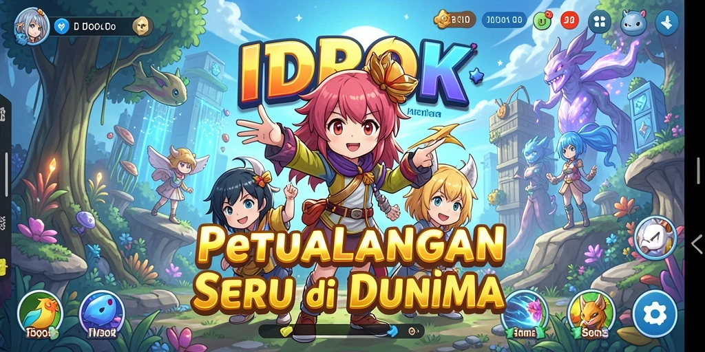 Tampilan gameplay IDROK dengan karakter Anime yang keren.