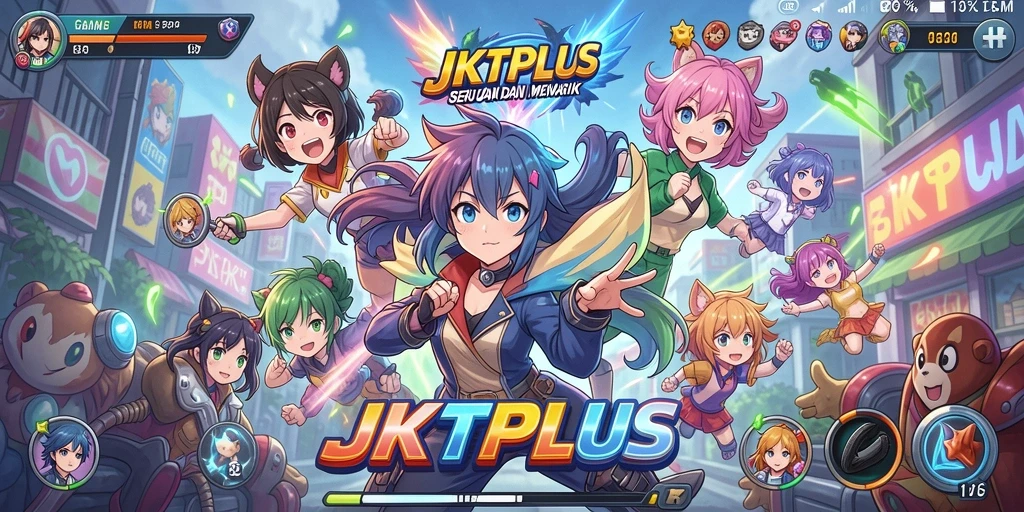 Tampilan gameplay JKTPLUS dengan karakter Anime yang menarik dan penuh warna.