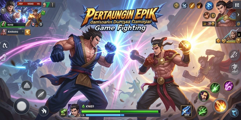 Gameplay KNO89 menampilkan pertarungan seru antar karakter dengan efek visual yang menawan.