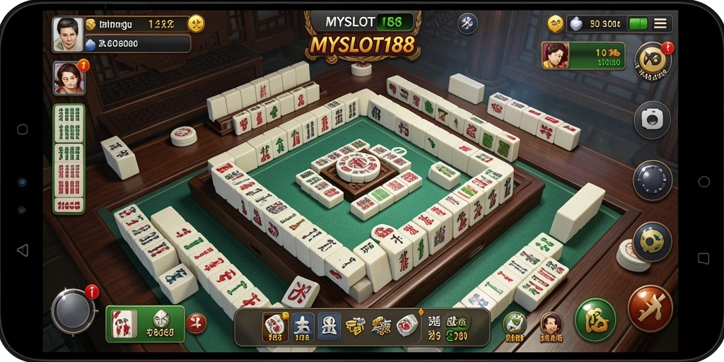 Tampilan gameplay seru MYSLOT188 yang menampilkan tiles Mahjong.