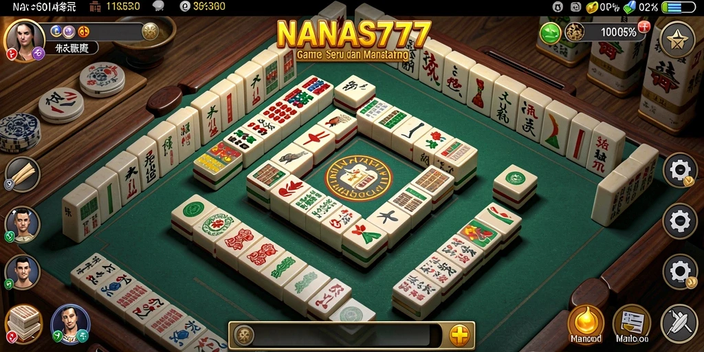 Gameplay seru NANAS777 dengan ubin Mahjong yang berwarna-warni.
