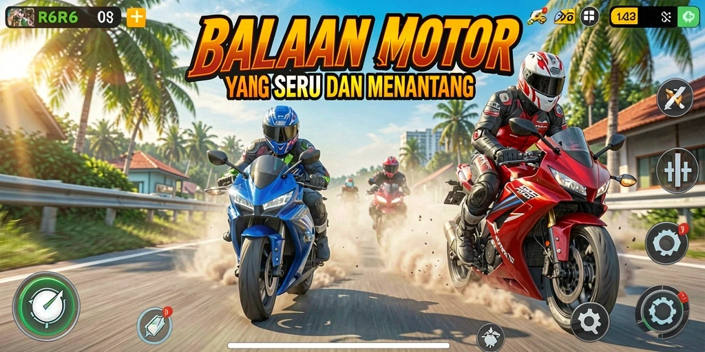Gameplay R6R6 yang mendebarkan dalam perlombaan motor.