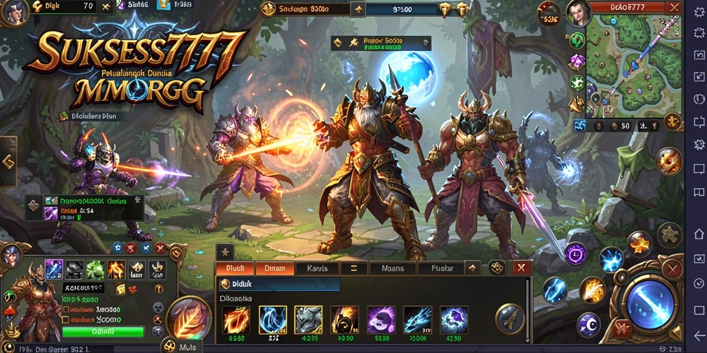 Screenshot gameplay SUKSES777 menunjukkan pertarungan yang mendebarkan dan karakter yang menarik.