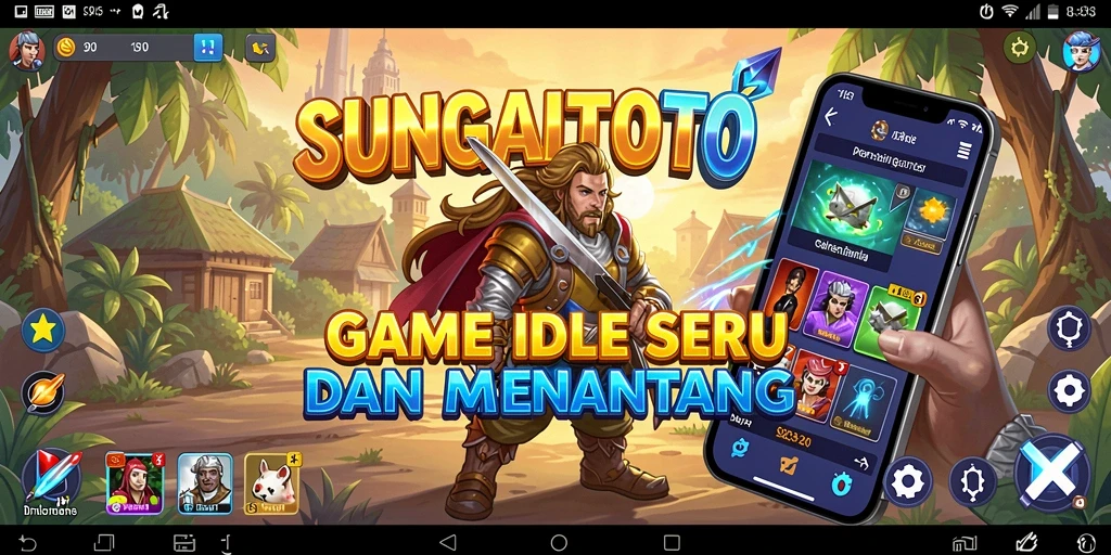 Screenshot gameplay SUNGAITOTO yang menunjukkan karakter dan fitur idle.