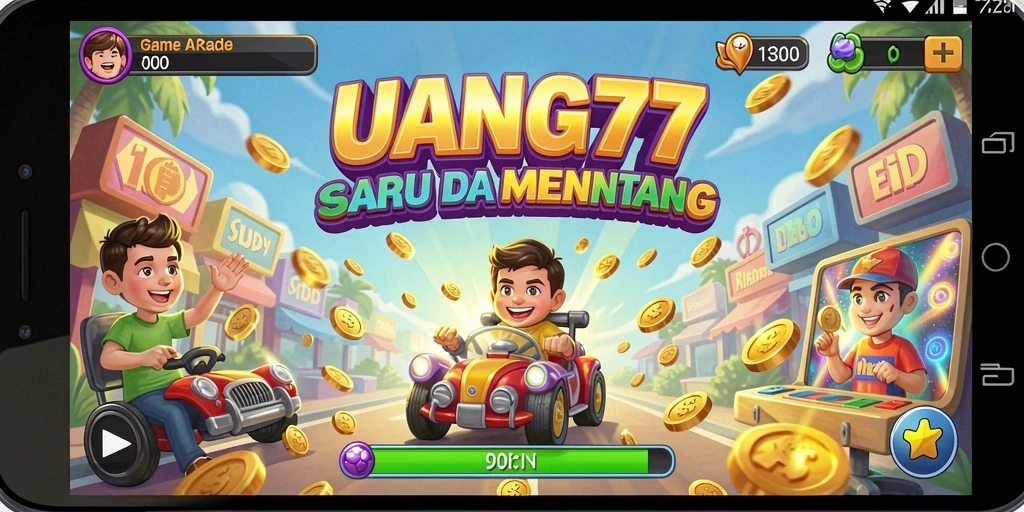 Tampilan gameplay seru dari UANG77 dalam suasana Arcade.