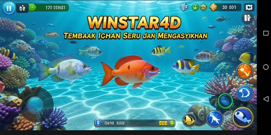 Tampilan menarik dari gameplay Tembak Ikan yang seru di WINSTAR4D.