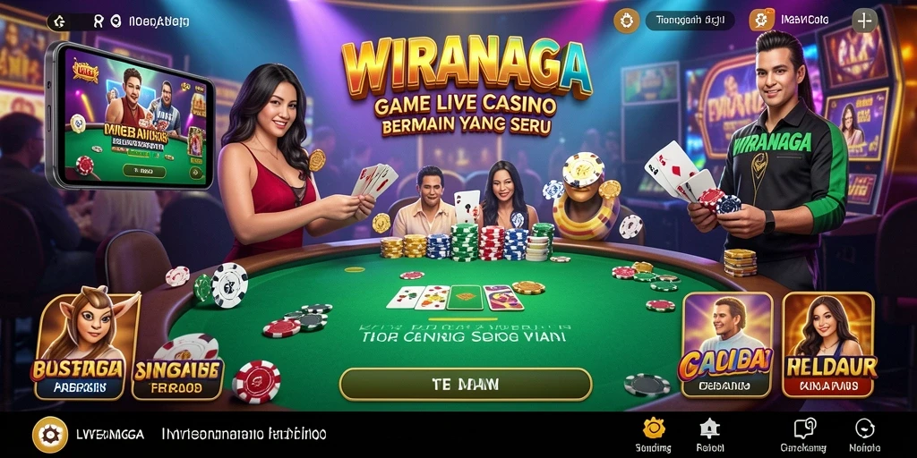Tangkapan layar utama WIRANAGA menampilkan dealer dan gameplay live casino yang seru.