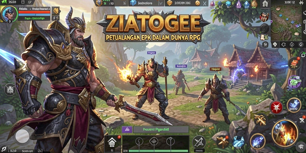 Screenshot gameplay ZIATOGEL yang menampilkan pertarungan seru dan karakter unik.